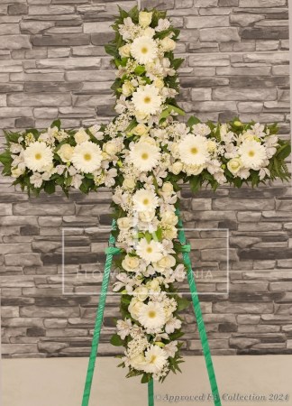Satin White Cross Wreath