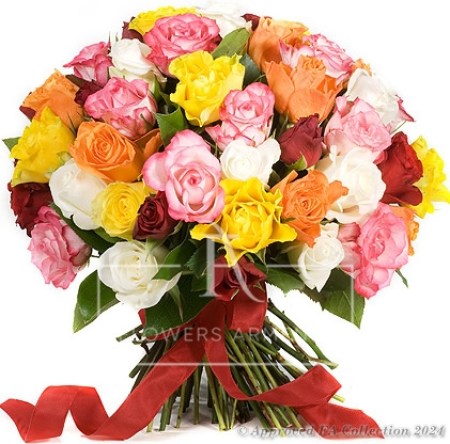 55 Colorful Roses Bouquet