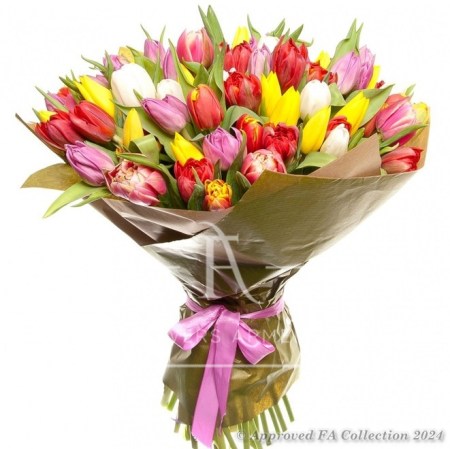 55 Colorful Tulips Bouquet